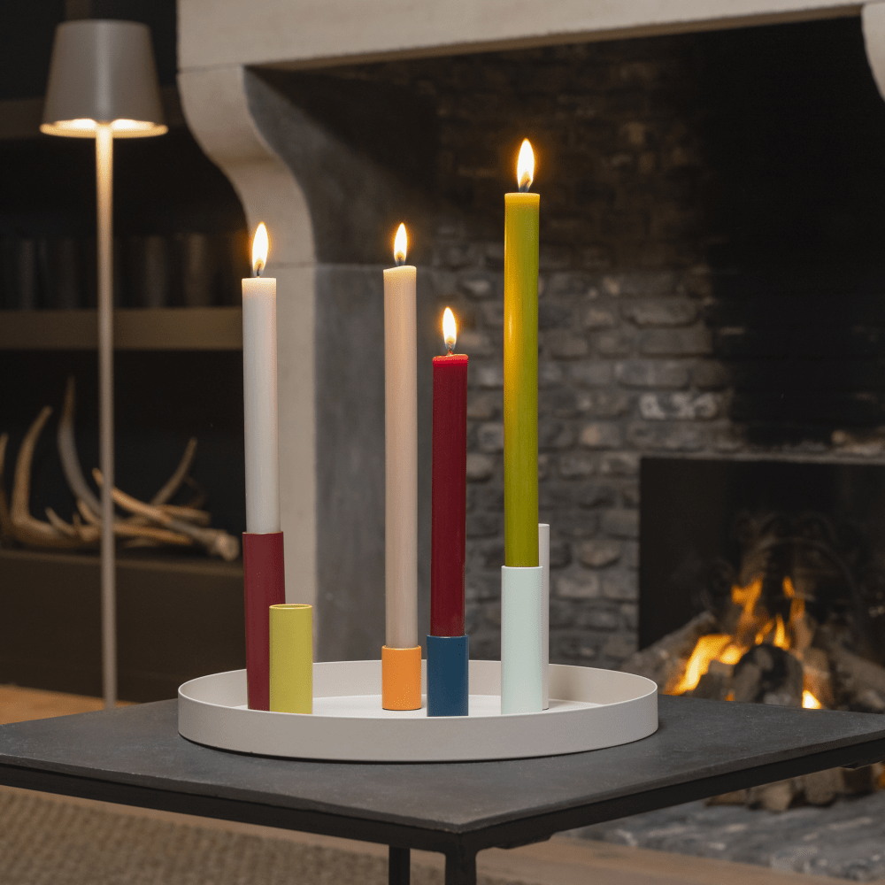 magnetic candle stick holder with candles