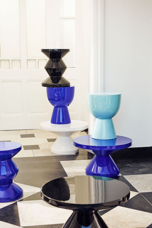 black and blue accent tables high gloss