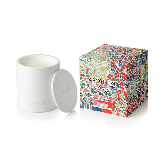 white concrete vessel with lid colorful box