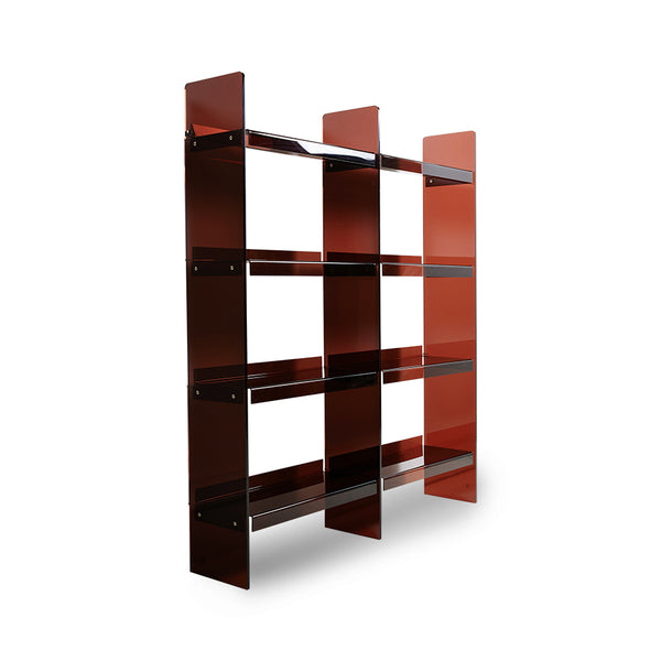 smokey brown acrylic open shelving unit