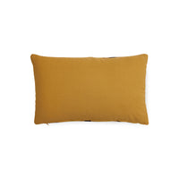 backside of caramel toned velvet lumbar pillow