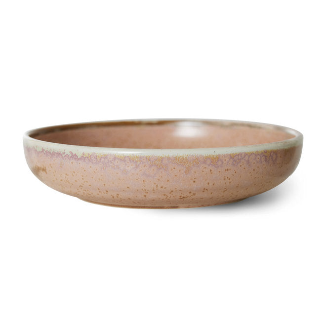 porcelain deep plate with rustic pink glaze