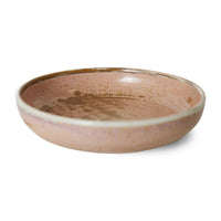 porcelain deep plate with rustic pink glaze