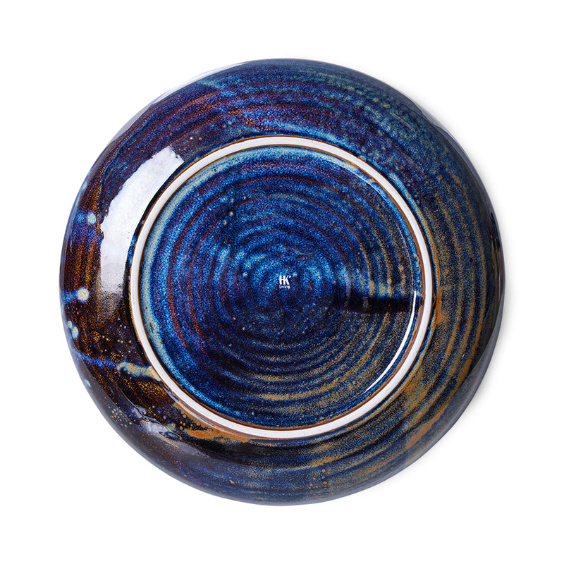 porcelain rustic blue deep plate back with logo