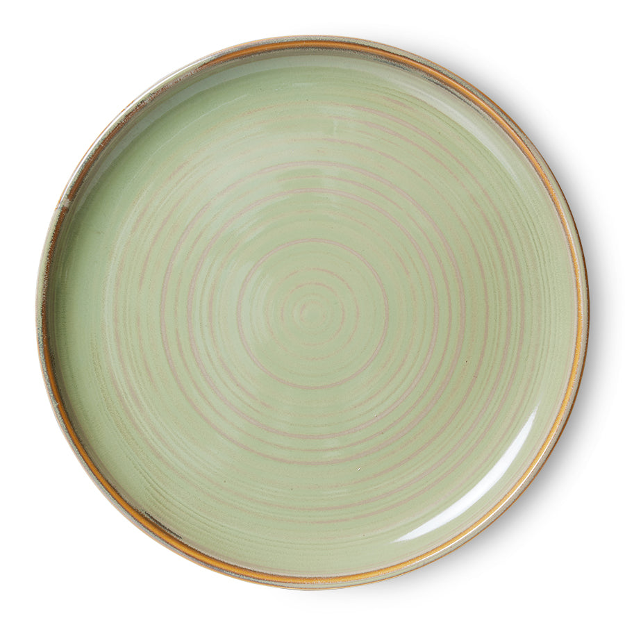 moss green glazed dinner plate