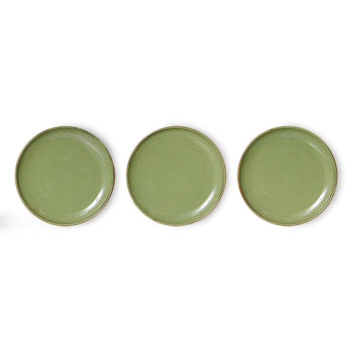3 moss green colored side plates
