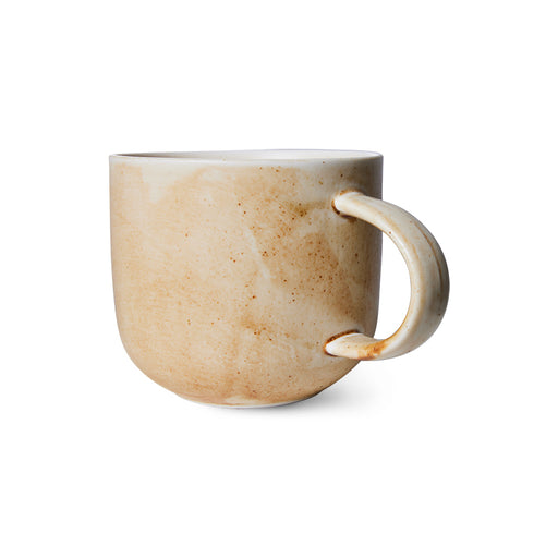 cream and brown rustic coffee mug with ear
