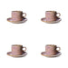 4 rustic pink cups with ear and saucers
