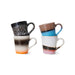4 different colored retro style espresso cups with ear