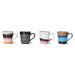4 different colored retro style espresso cups with ear