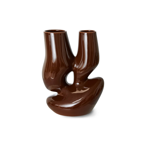 brown colored organic shaped vase sculpture