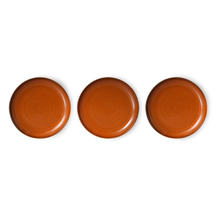 3 burned orange side plates