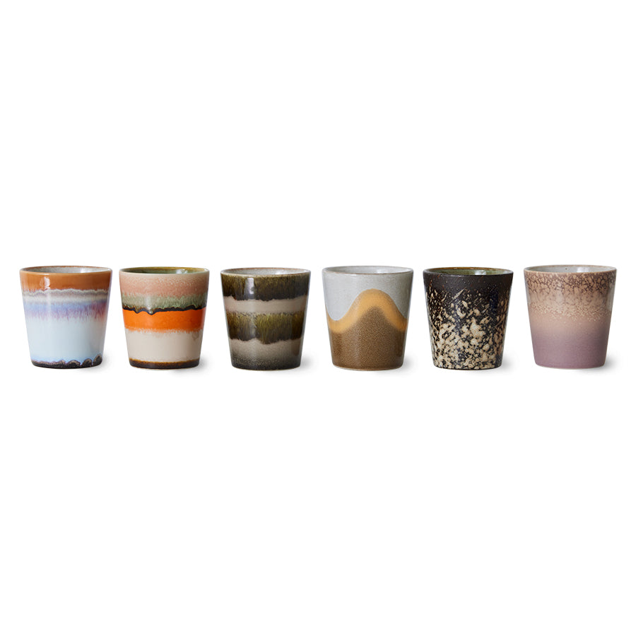 6 retro style ceramic coffee mug tumblers 