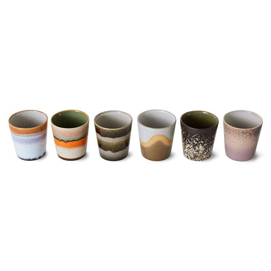 6 retro style ceramic coffee mug tumblers 