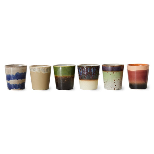 6 retro style glazed tumbler coffee cups