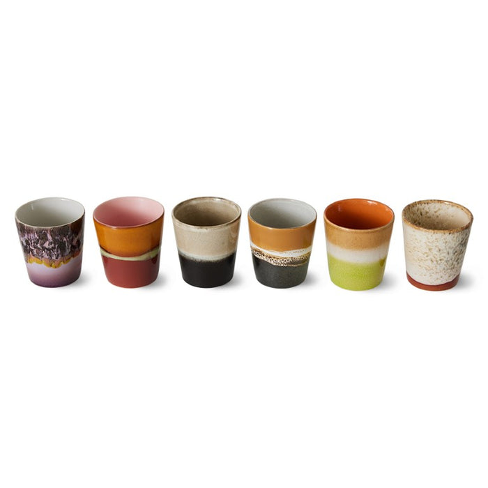 6 retro style stoneware tumbler cups