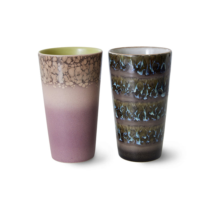 70s ceramics latte mugs Forest (set of 2)