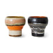 set of two ceramic retro style glazed curved coffee mugs