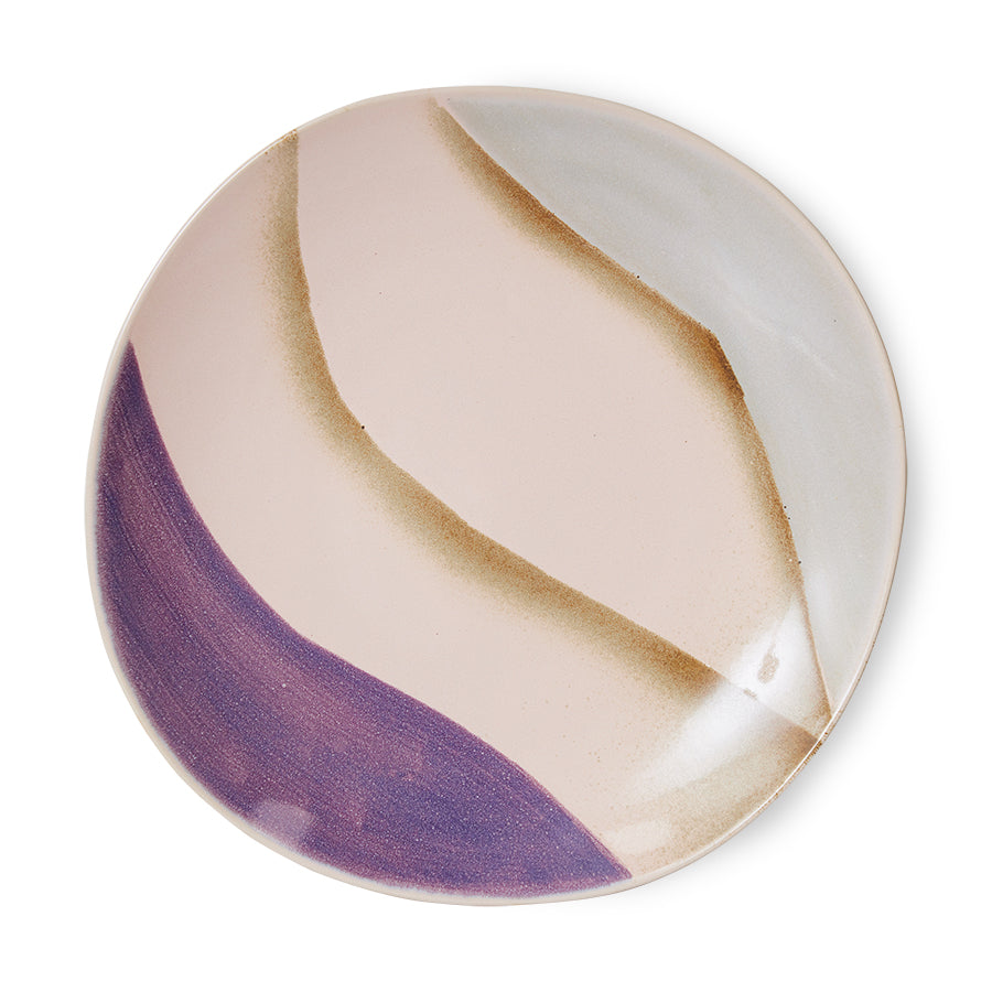 purple, blush and cream tones retro style side plate