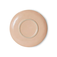 backside of a peach blush desert plate