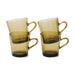 4 muddy brown glass coffee cups with ear