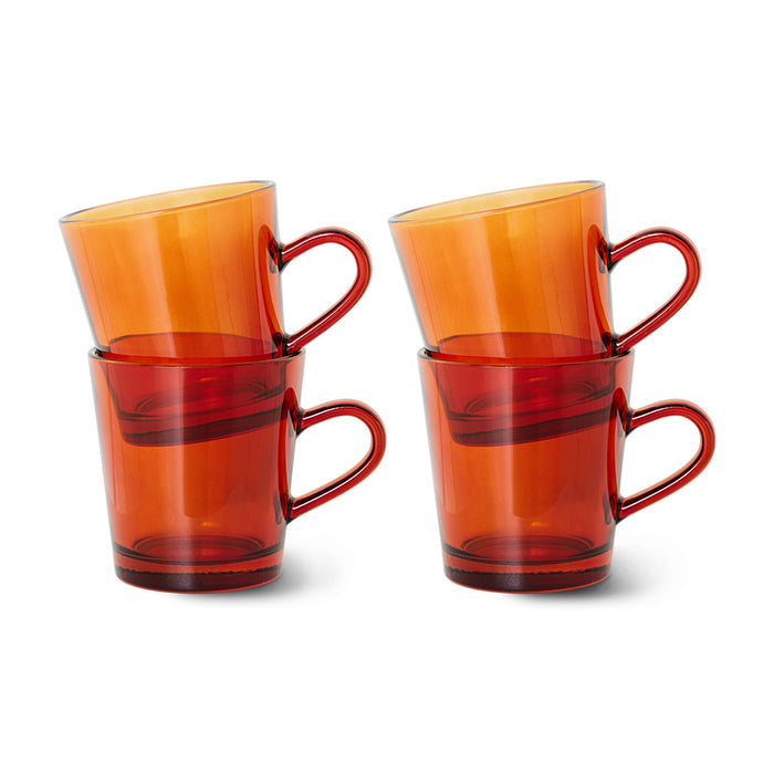 amber brown glass coffee cups with ear