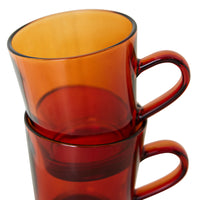 amber brown glass coffee cup with ear