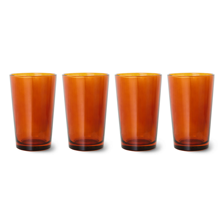 70s glassware tea glasses amber brown (set of 4)