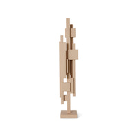 beige painted teak wooden skyline sculpture