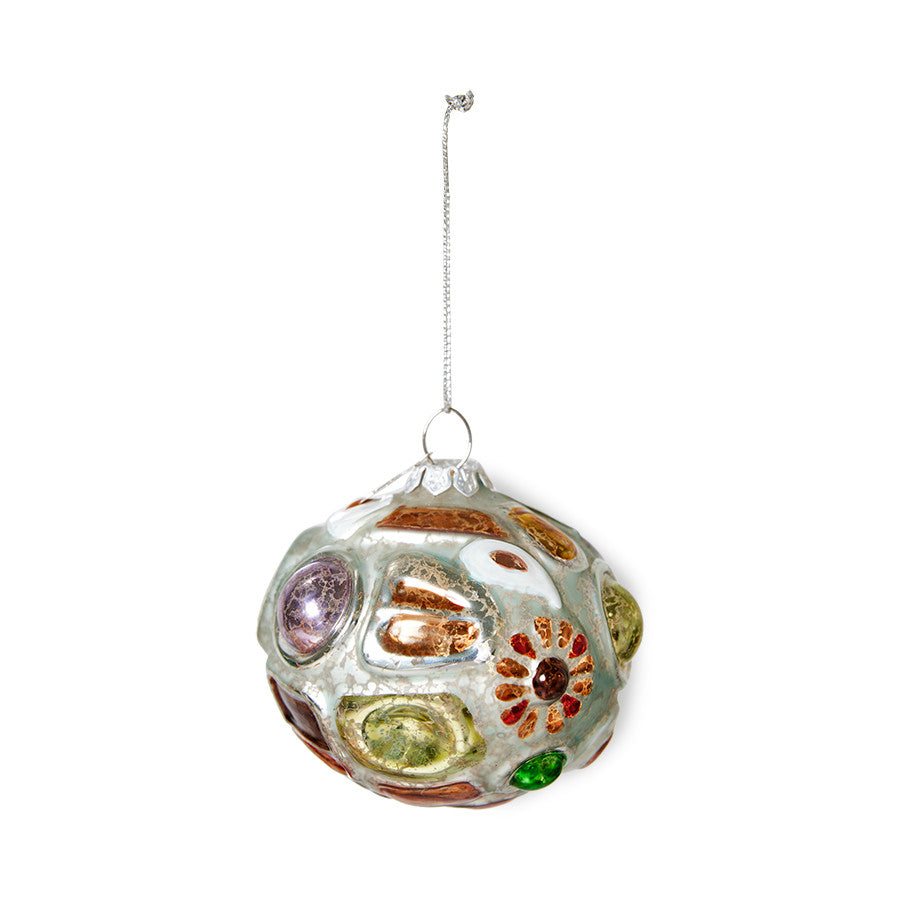 HKliving USA APH7003 HK Christmas ornament jewels round silver antique