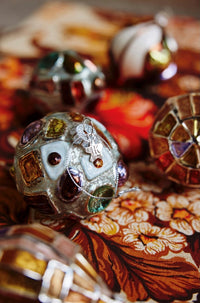 Christmas ornament with stones and flower and antique silver