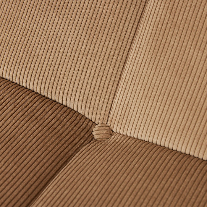 detail of fabric corduroy rib brown double lounger seating bench 