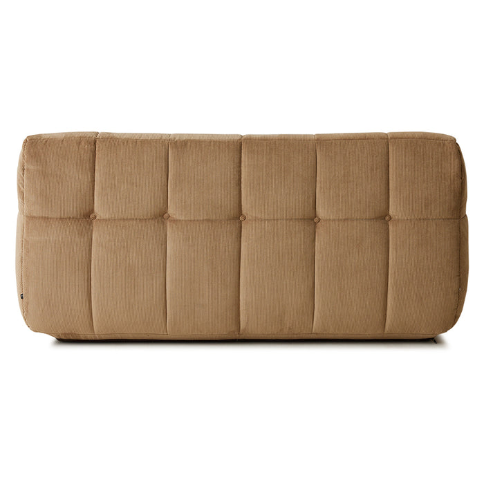 backside of corduroy rib brown double lounger seating bench 