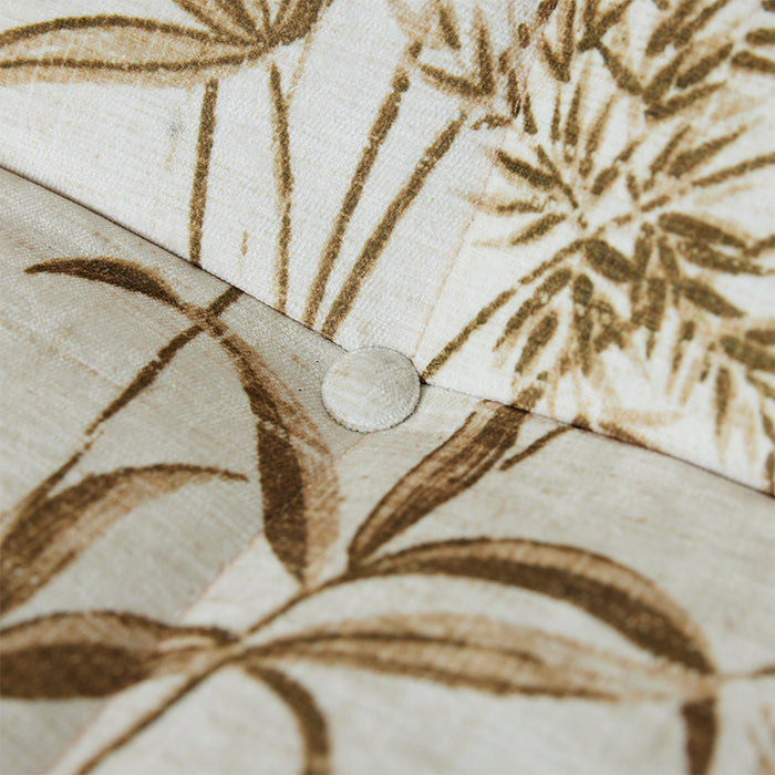 detail of lazy lounge sofa bench with classic ivory and brown Reeds fabric