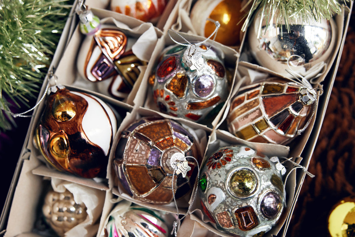 Christmas ornament with stones and flower and antique silver