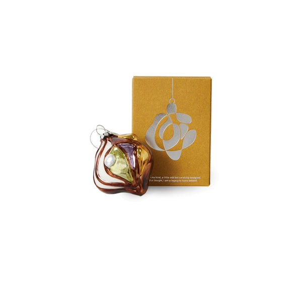 anatomic shape mid century modern style Christmas ornament with gift box