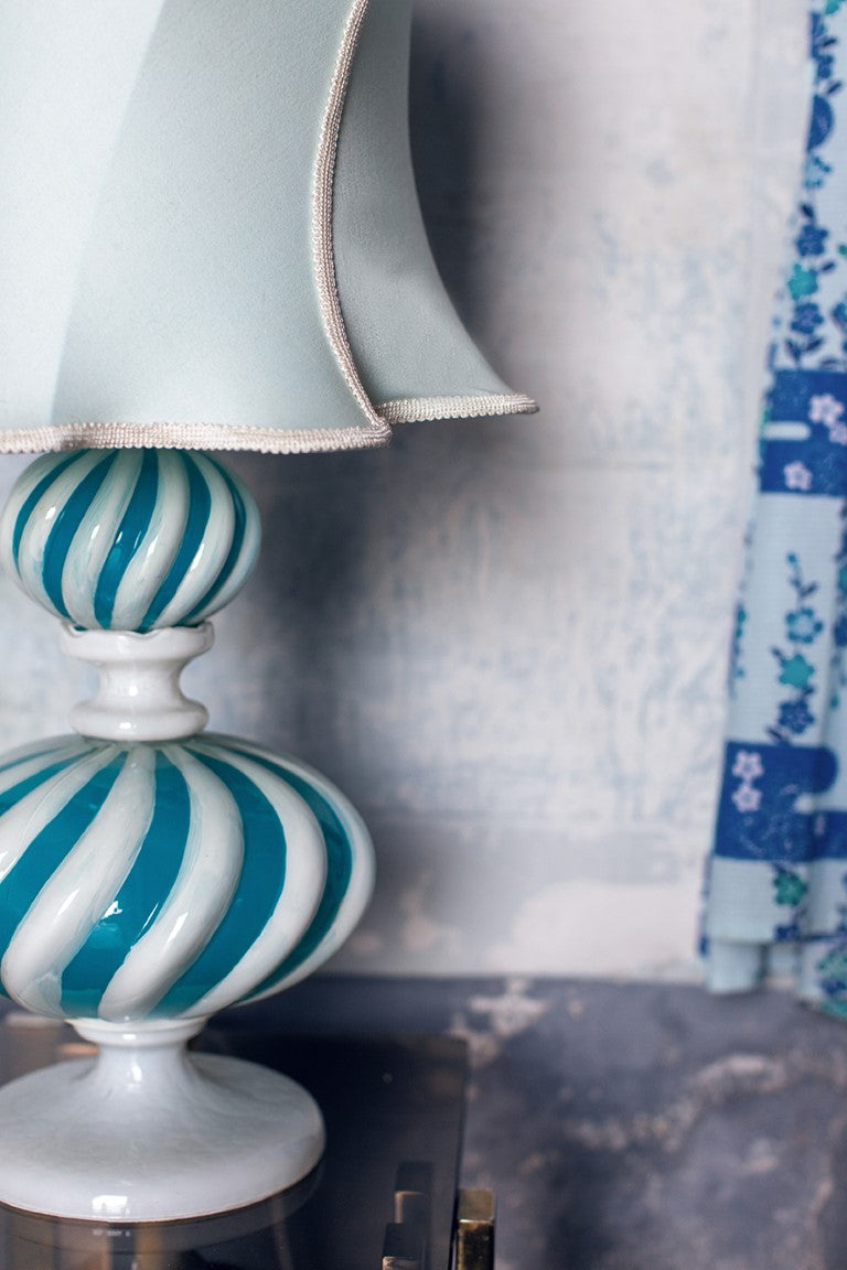 vintage inspired blue glass table lamp