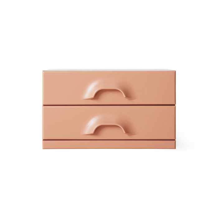 blush colored 2 drawer cabinet