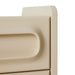 detail of retro look nightstand in cream color with two drawers