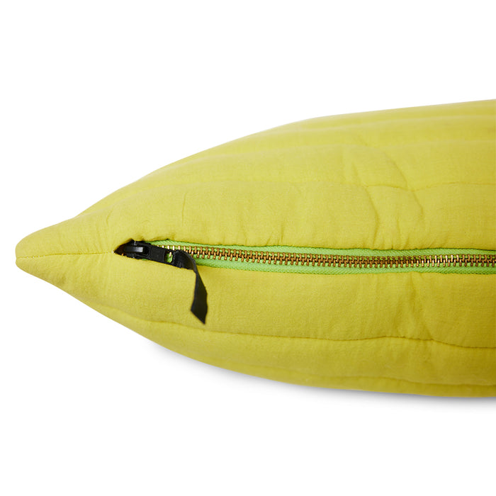 quilted throw pillow bright yellow with zipper