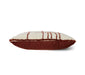 brown and off white woolen lumbar pillow with graphic design