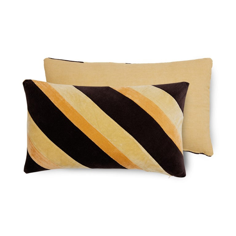 yellow orange and black velvet lumbar pillow