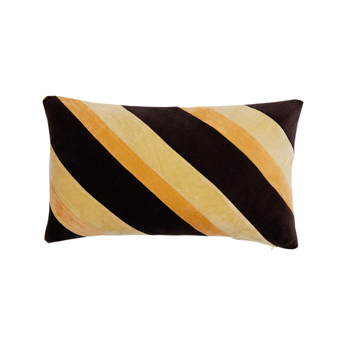 yellow orange and black velvet lumbar pillow