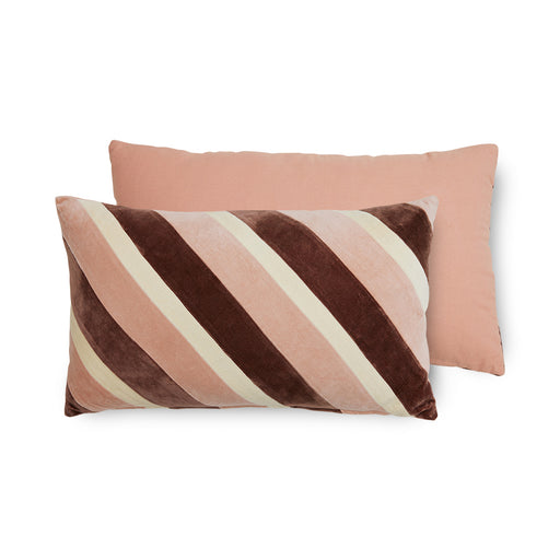 rose pink tones striped velvet lumbar pillow