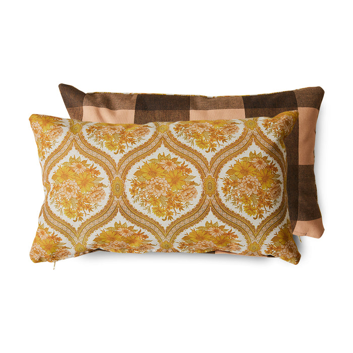 retro style pillow with yellow flower print