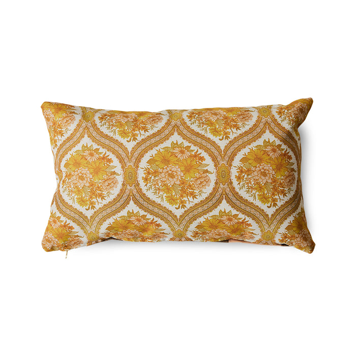 retro style pillow with yellow flower print