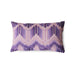 double sided lumbar pillow with retro print in purple peach and brown