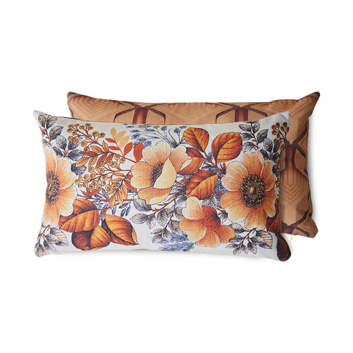 retro style lumbar pillow with floral print