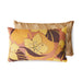 double sided lumbar pillow with retro prints in brown and yellow tones