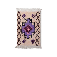 large cotton bohemian style bat rug with purple hues